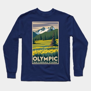 A Vintage Travel Art of the Olympic National Park - Washington - US Long Sleeve T-Shirt